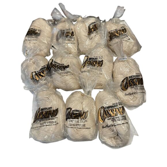 Bernat Other - 11 Skeins Bernat Cassino 4559 Ivory / Natural Mercerized Cotton Yarn